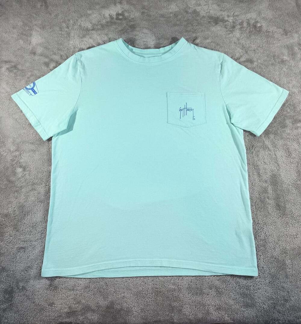 Guy Harvey Sea foam Men's Call of the Ocean Tuna Graphic Pocket T-Shirt
